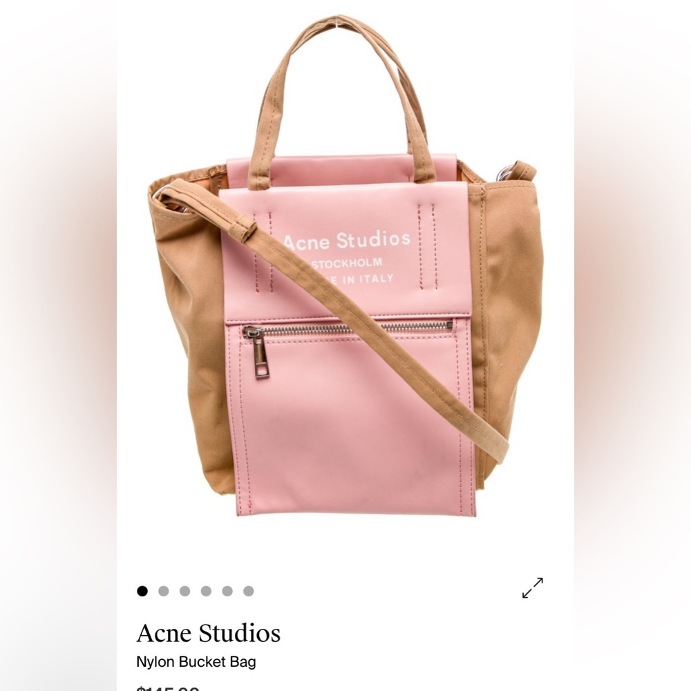 Acne Studios Pink and Tan Shoulder Bag - Picture 2 of 10